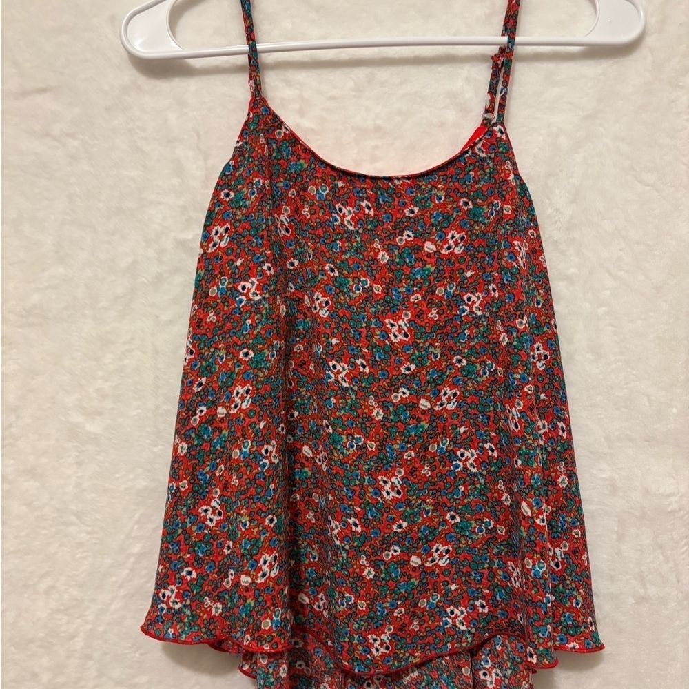 Mimi Chica Red and Orange Asymmetrical Sleeveless Camisole - Picture 2 of 3